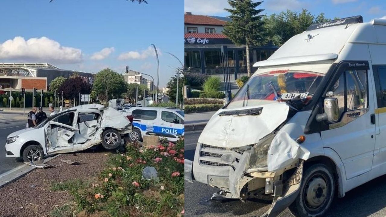 Minibüsle otomobil çarpıştı! 1 ölü 2 yaralı!