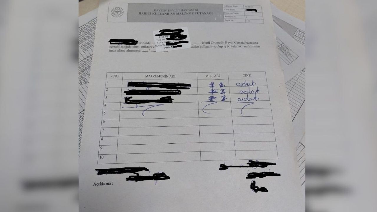 Kayseri'de Ameliyat Öncesi Tuzak mı? Hastalara Aldırılan Pahalı sarf Malzemeler kullanılmadan Geri Satılıyor İddiası!