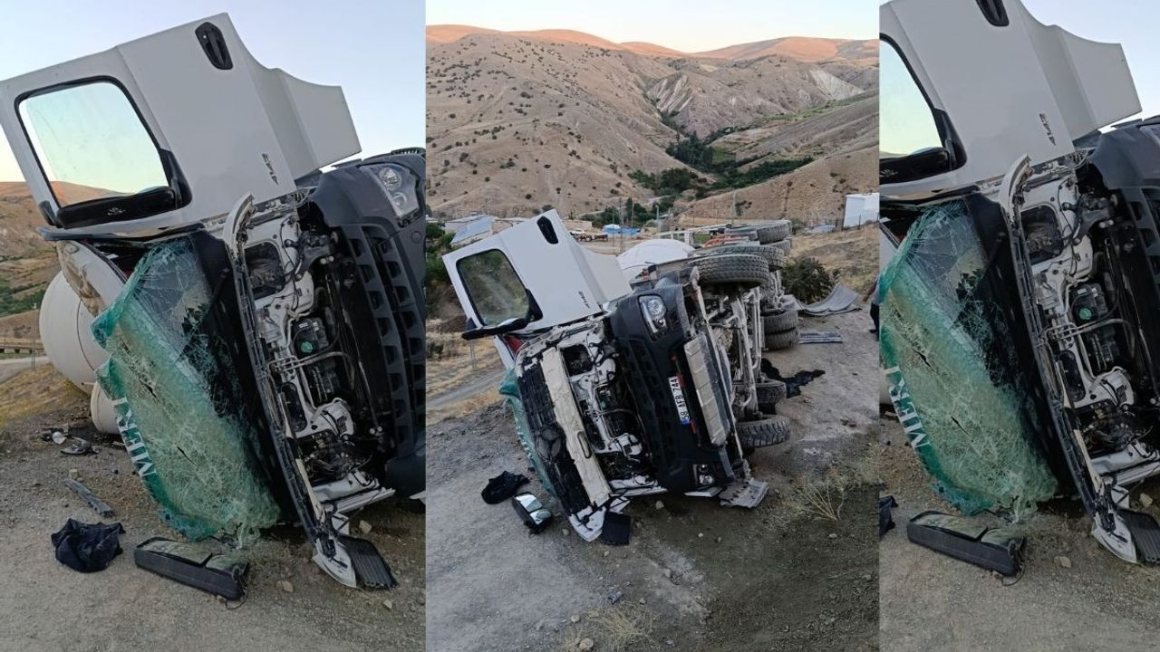 Beton mikseri faciası: Yoldan çıkan araç takla attı, sürücü ağır yaralı!