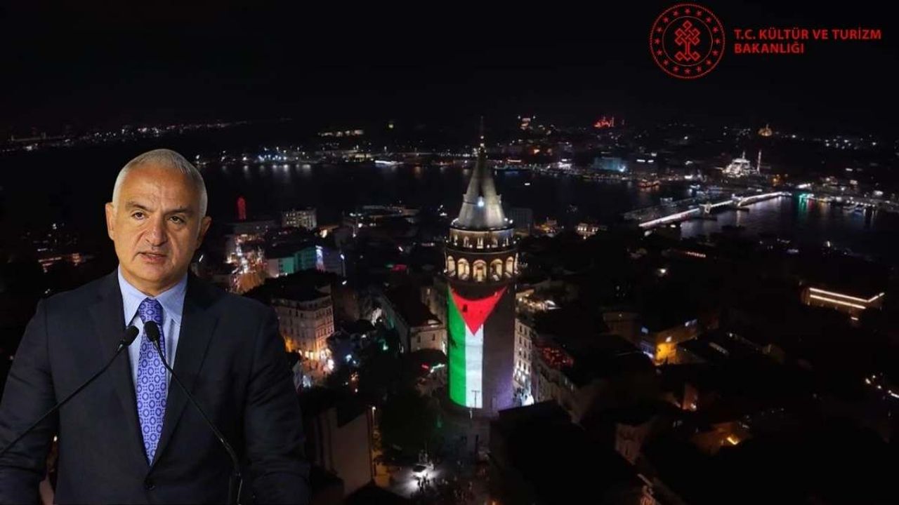 Gazze için yanan ışık: Galata Kulesi Filistin bayrağına büründü!