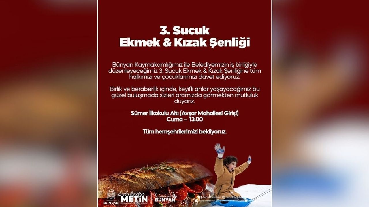 Bünyan’da 3. Sucuk Ekmek ve Kızak Şenliği