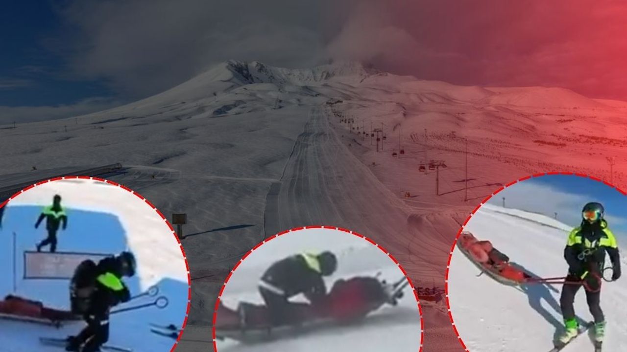 Erciyes’te pistte panik anları! Yaralıya müdahale saniye saniye kayıt altındaydı