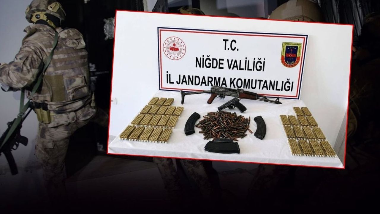Niğde Karaatlı Beldesi'nde: Kalaşnikof, ruhsatsız tabanca ve binlerce mermi ele geçirildi