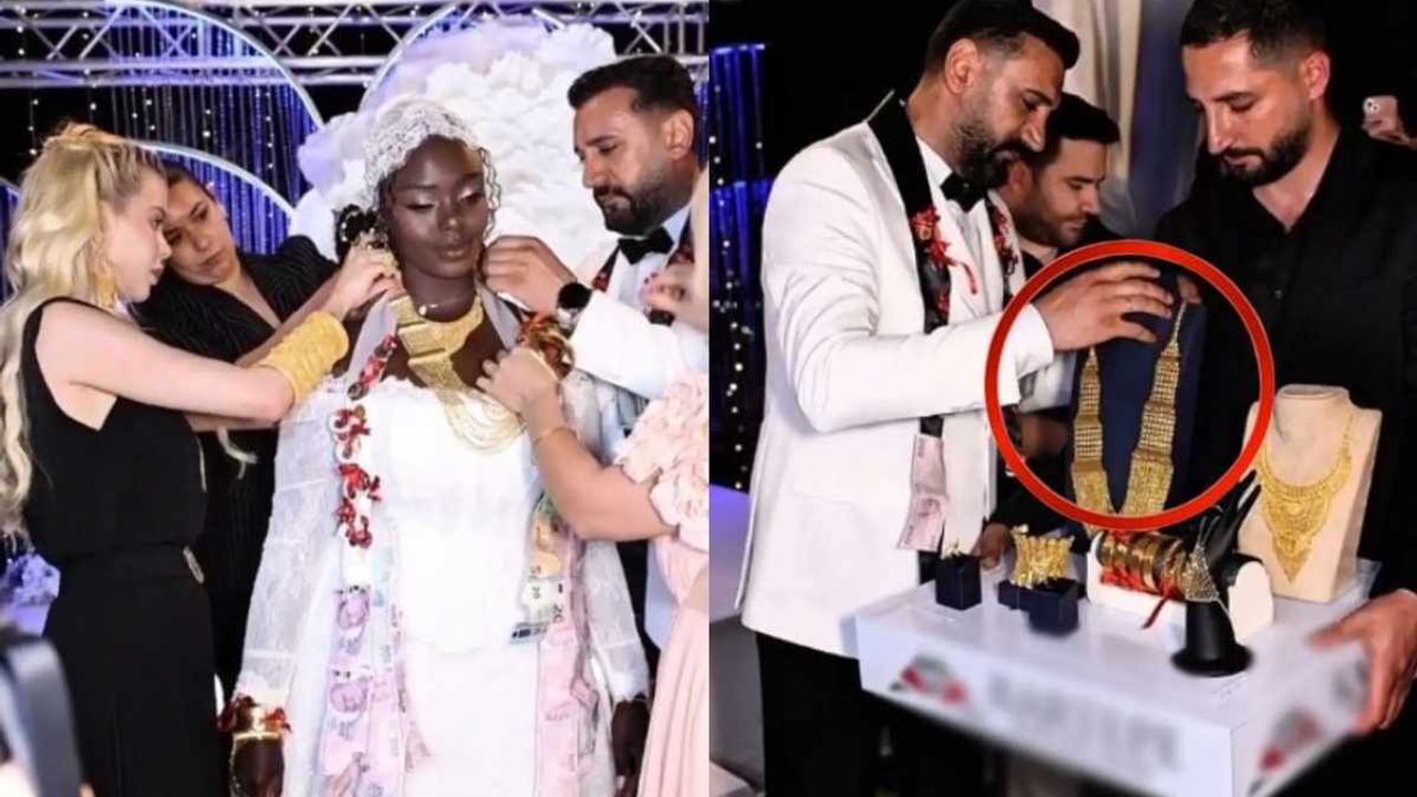 Ünlü fenomenin düğününde altın takma yarışı! Ağırlığından yürüyemedi
