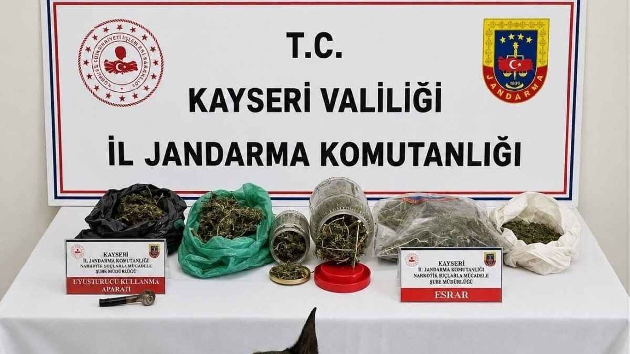 Kayseri'de Jandarma operasyonunda bin 200 gram uyuşturucu madde ele geçirildi