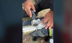 Kayseri'de kafası konserve kutusuna sıkışan kediyi itfaiye kurtardı