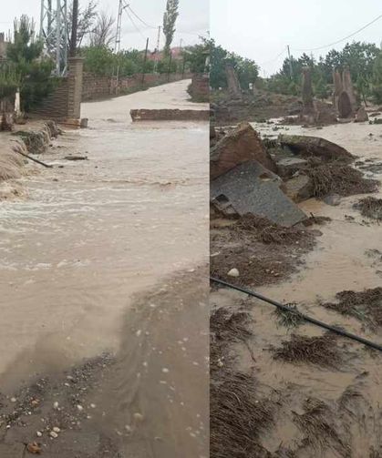 Kayseri Develi’de şiddetli yağış sele dönüştü: Caddeler ve mezarlık sular altında