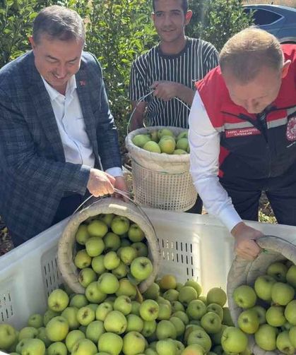 Yeşilhisar’da elma hasadı başladı: Başkan Taşyapan ve Kaymakam Adıgüzel tarlaya çıktı