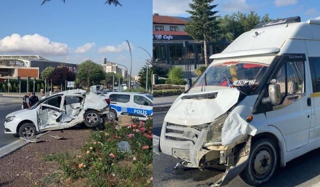 Minibüsle otomobil çarpıştı! 1 ölü 2 yaralı!