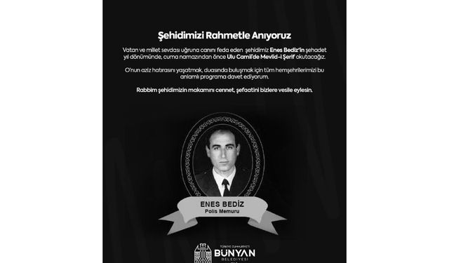 Bünyan'da : El bombasıyla şehit düşen Enes Bediz'in Mevlid-i okutuldu