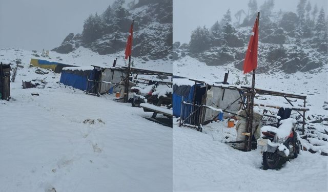 Yahyalı’da Mayıs ayında sürprizi kar yağışı!