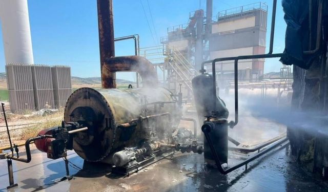 Yozgat'ta plent tesisinde patlama: Asfalt kazanı alev aldı