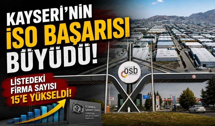 "ISO 500 Büyük Sanayi Kuruluşu"  listesinde Kayseri'den 15 firma yer aldı