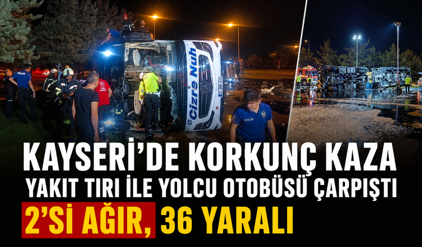 Kayseri’de Dehşet Anları: Fuel Oil Yüklü Tır Yolcu Otobüsüne Çarptı, 36 Yaralı!