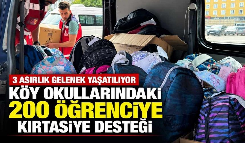 3 asırlık gelenek yaşatılıyor:  Köy okullarındaki 200 öğrenciye kırtasiye desteği