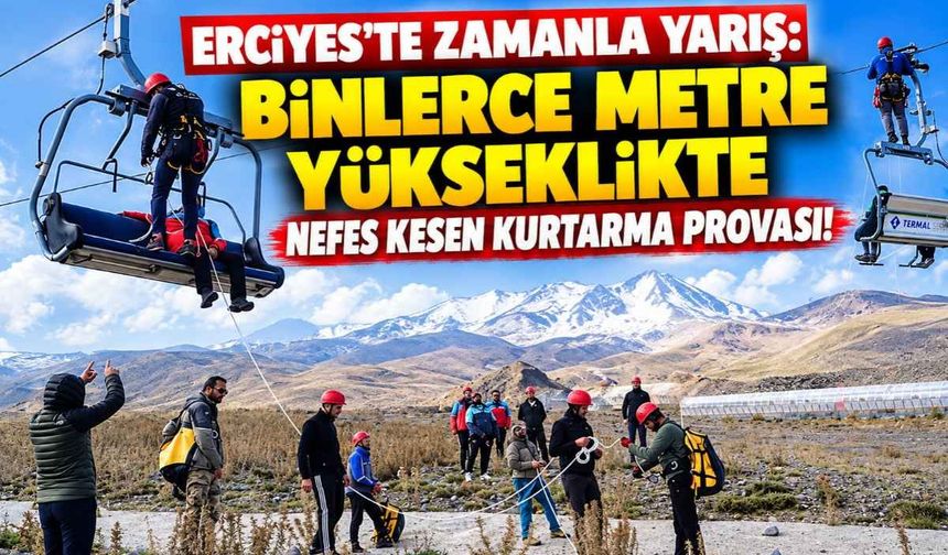 Erciyes'te zamanla yarış: Binlerce metre yükseklikte nefes kesen kurtarma provası!