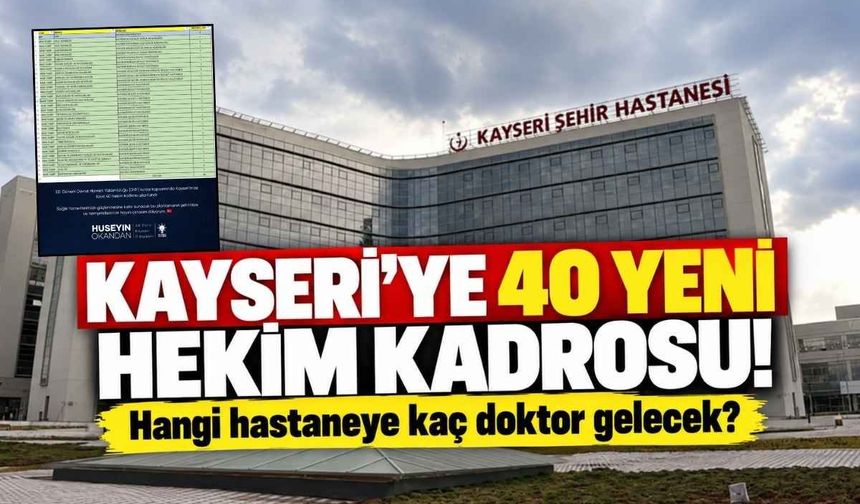 Kayseri’ye 40 yeni hekim kadrosu! Hangi hastaneye kaç doktor gelecek?
