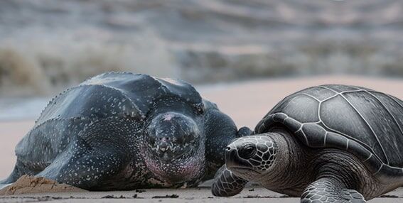 Deri Sırtlı Deniz Kaplumbağası
Deri sırtlı deniz kaplumbağası, 2 metreye ulaşan boyu ve 600 kilogramı bulan ağırlığıyla dünyanın en büyük deniz kaplumbağasıdır. Diğer kaplumbağalardan farklı olarak, kemiksi bir kabuk yerine bağ dokudan oluşan bir kabuğa sahiptir. Kabuğundaki dikey kabartmalar, bu canlıyı eşsiz kılar. Ancak, denizlere atılan büyük plastik torbaları denizanası sanarak yemeleri, bu kaplumbağaların hayatını tehlikeye atıyor. Plastik kirliliği, sindirim sistemlerini tıkayarak ölümlerine neden olabiliyor.