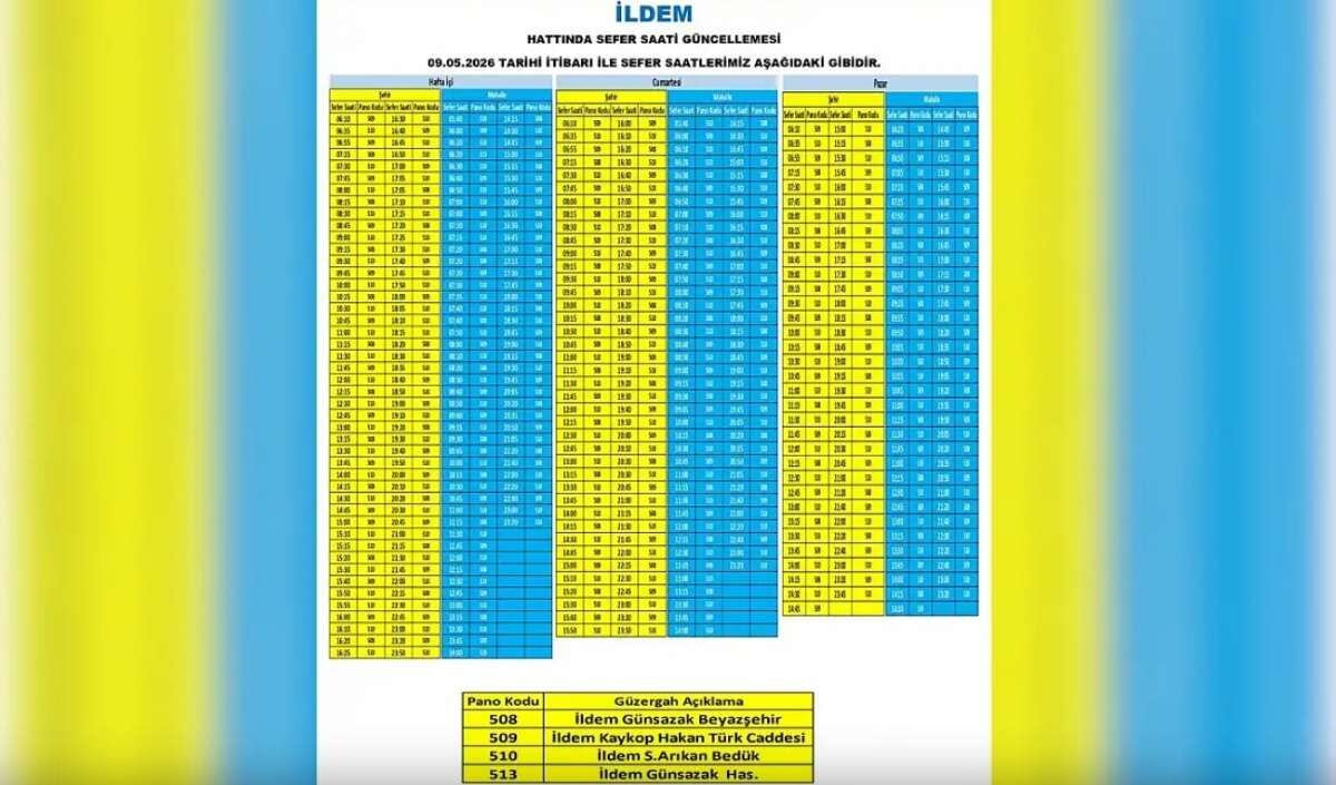 Kayseri Ulaşım Sefer Saatleri (2)