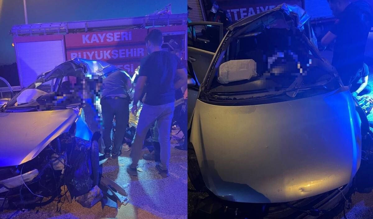 Kayseri'de Iki Araç Kafa Kafaya Çarpıştı 1 Ölü, 6 Yaralı (1)