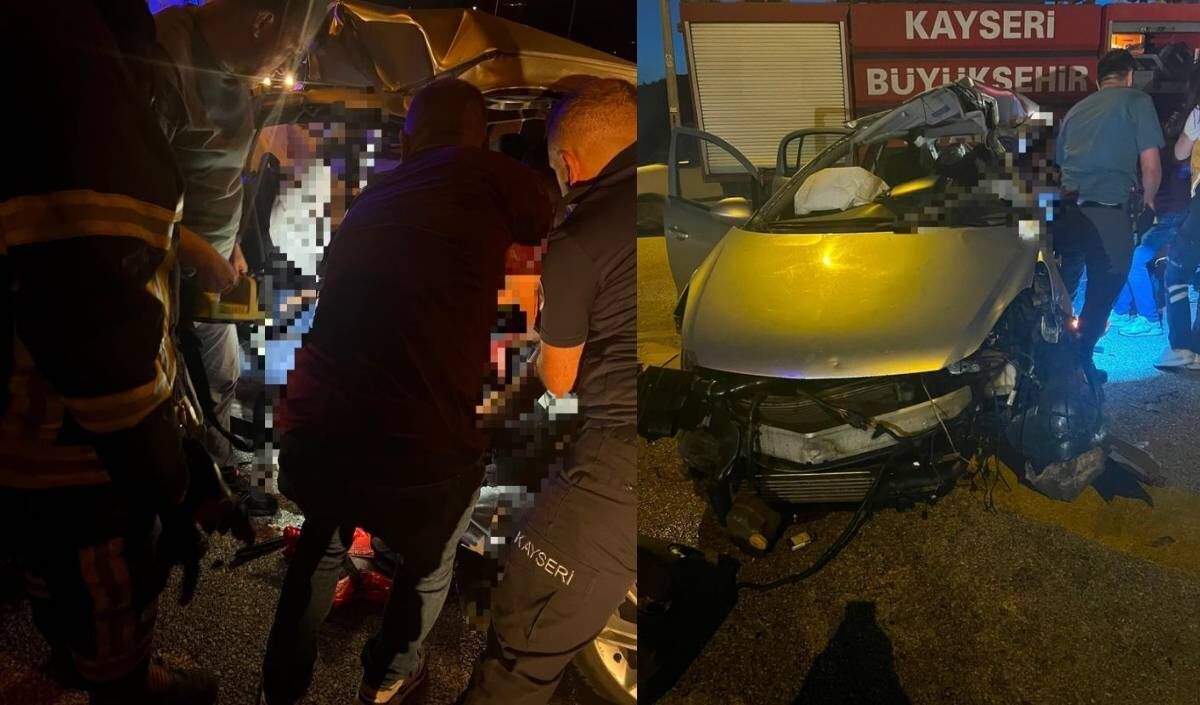 Kayseri'de Iki Araç Kafa Kafaya Çarpıştı 1 Ölü, 6 Yaralı (3)