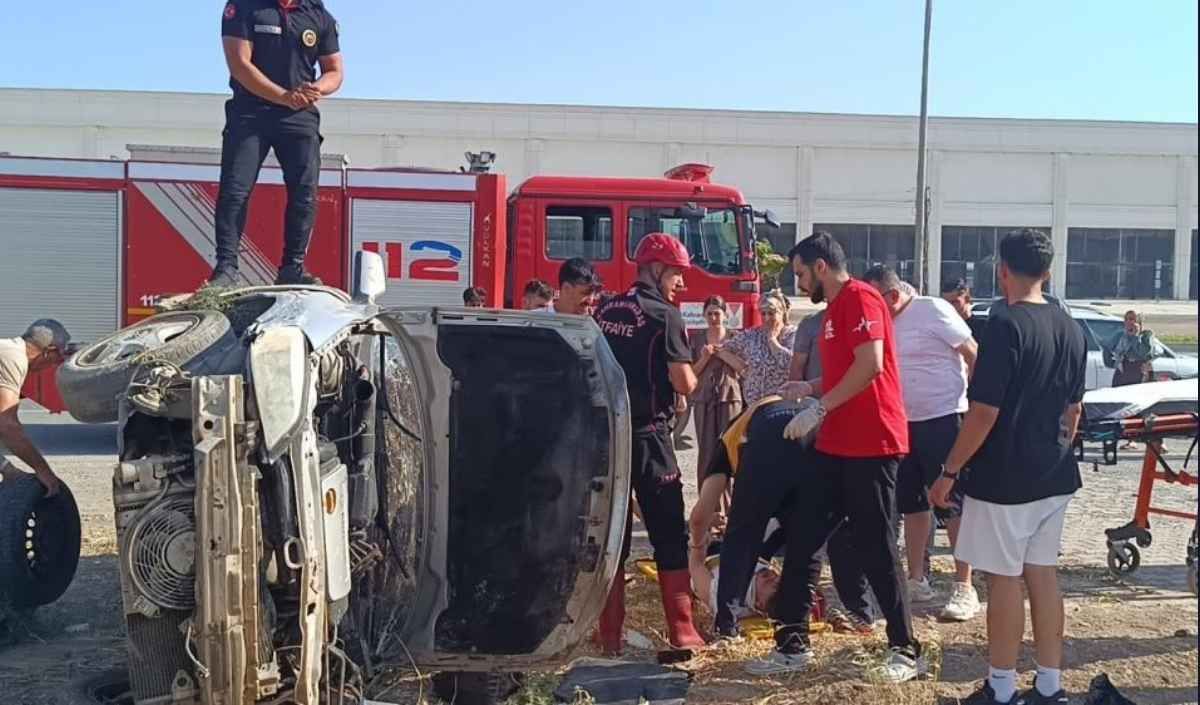 Sürücünün kontrolü kaybettiği araç takla attı: 2 yaralı