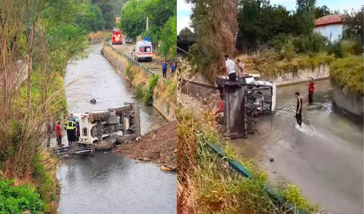 Bünyan’da Dere Temizliği Sırasında Kepçe Devrildi (2)