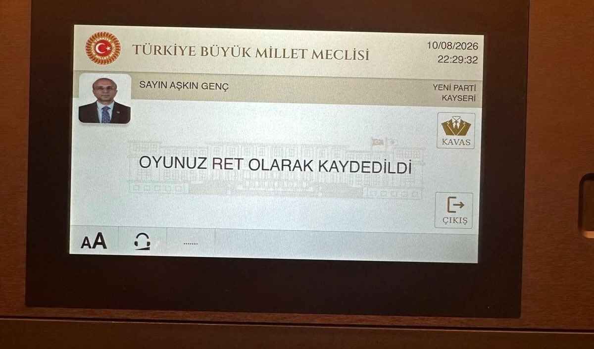 Yeni̇ Parti Kayseri Milletvekili Aşkın Genç Ret Oyu (1)