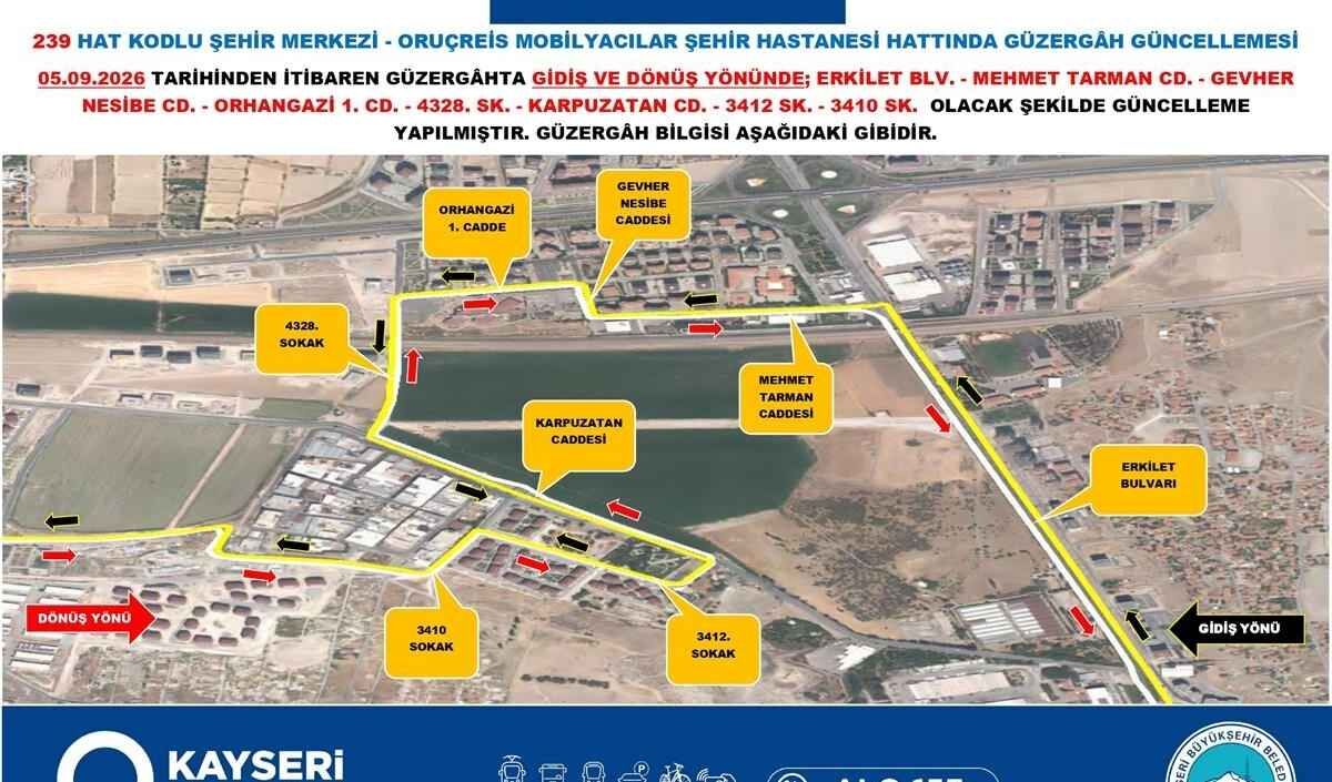 Kayseri’de Toplu Ulaşımda Değişiklik! 3 Hat Güncellendi (1)
